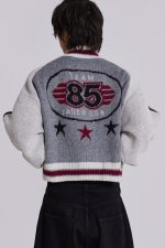 Grey Team 85 Knitted Bomber Jacket - Image 3