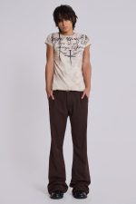 Brown Stacked Bootcut Suit Pants - Image 6