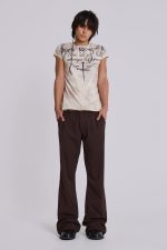 Brown Stacked Bootcut Suit Pants - Image 3