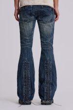 Washed Blue Laced Flared Jeans - Image 2