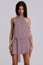 Enya Backless Mini Dress in Burgundy - Image 5