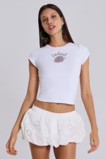 White Broderie Lulu Puffball Boxer Micro Skirt - Image 8