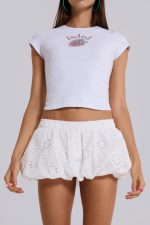 White Broderie Lulu Puffball Boxer Micro Skirt - Image 6