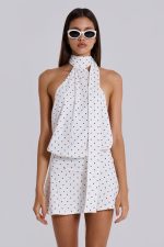 Enya Backless Mini Dress in Polkadot - Image 3