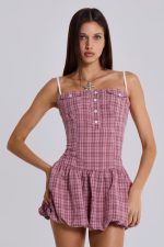 Ava Checked Puffball Dress - Image 5
