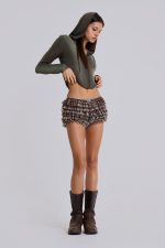 Brown Checked In Rhea Mesh Bloomer Shorts - Image 6