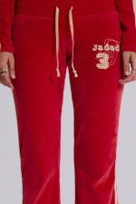 Red Three Velour Low-rise Bootcut Trousers - Image 5