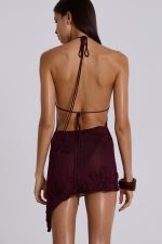 Alira Knit Flower Halter Plunge Mini Dress - Image 4