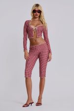 Freda Gingham Swim Cardigan Top - Image 2
