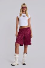 Burgundy Alyx Longline Football Shorts - Image 12