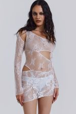 Siren Mini Dress in White - Image 3