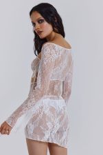 Siren Mini Dress in White - Image 4