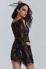 Siren Mini Dress in Black - Image 3