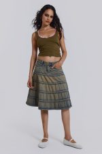 Kutki Denim Midi Skirt - Image 2