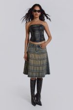 Kutki Denim Midi Skirt - Image 3