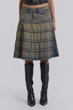 Kutki Denim Midi Skirt - Image 8
