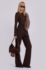 Brown Stacked Bootcut Suit Pants - Image 2