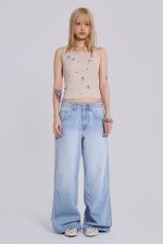 Nailed Studded Colossus Jeans in Light Blue Wash - Image 4