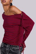 Gaia Slashed Backless Stripe Top - Image 3