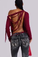 Gaia Slashed Backless Stripe Top - Image 4
