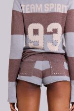 Team 93 Studded Knit Mini Shorts - Image 3