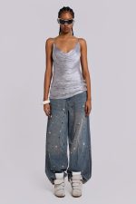 Lavinia Backless Fringe Mini Dress in Grey - Image 5