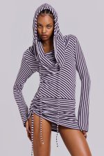 Jordyn Hooded Stripe Mini Dress - Image 8