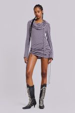 Jordyn Hooded Stripe Mini Dress - Image 10