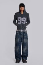 Mid Blue Crash Biker Colossus Jeans - Image 3