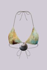 Cantha Micro Triangle Bikini Top With Shell Trim in Lagoon - Image 2