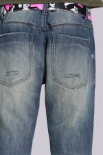 Mid Blue Distressed Creased Drift Flared Jeans - Image 7