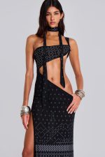 Opaline Asymmetric Stud Maxi Dress - Image 4