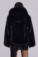 Mara Oversized Faux Fur Coat in Black - Image 6