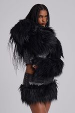 Viera Faux Fur and Leather Mini Skirt - Image 9
