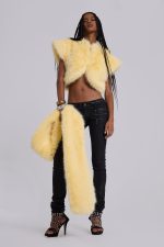 Saskia 2-in-1 Faux Fur Shrug in Yellow - Image 3