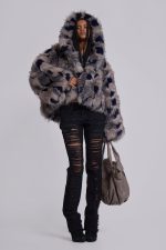 Mara Oversized Faux Fur Coat in Ashen - Image 2