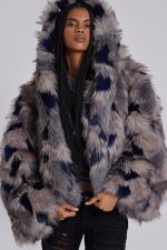 Mara Oversized Faux Fur Coat in Ashen - Image 3
