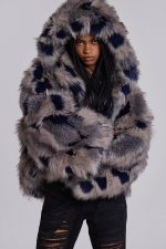 Mara Oversized Faux Fur Coat in Ashen - Image 6