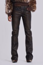 Brown Cooper PU Bootcut Jeans - Image 3