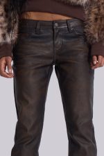 Brown Cooper PU Bootcut Jeans - Image 4