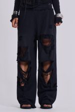 Distressed Black Baggy Monster Joggers - Image 2