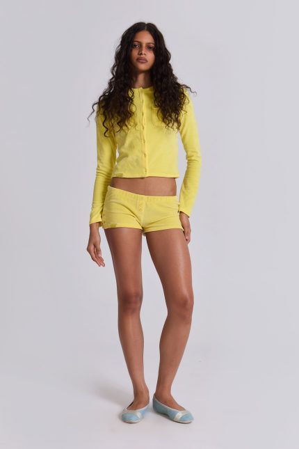 Lemon Velour Mini Shorts