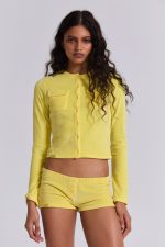 Lemon Velour Mini Shorts - Image 6