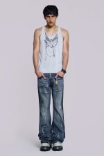 Vintage Blue Feather Drift Flared Jeans - Image 10