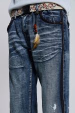Vintage Blue Feather Drift Flared Jeans - Image 9