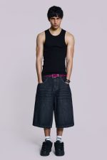 Creased Indigo Colossus Jorts - Image 3