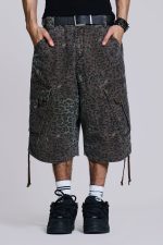 Charcoal Leopard Cadet Baggy Shorts