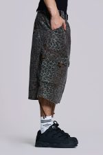 Charcoal Leopard Cadet Baggy Shorts - Image 3