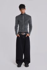 Black Lucid Knit Track Top - Image 2