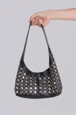 Osmium Studded Leather Bag in Black